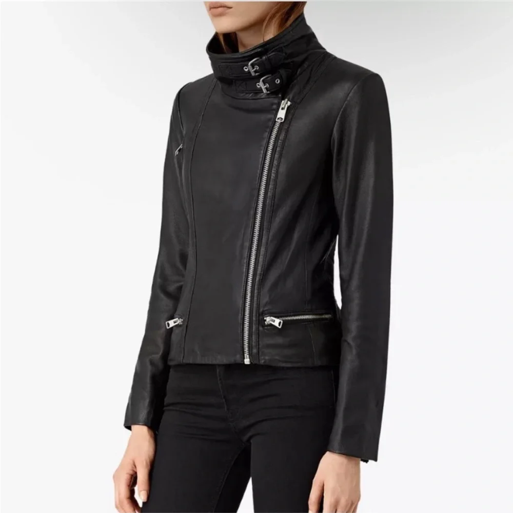 AllSaints Bales Biker Jacket in Black, Size 2 - Picture 1 of 15